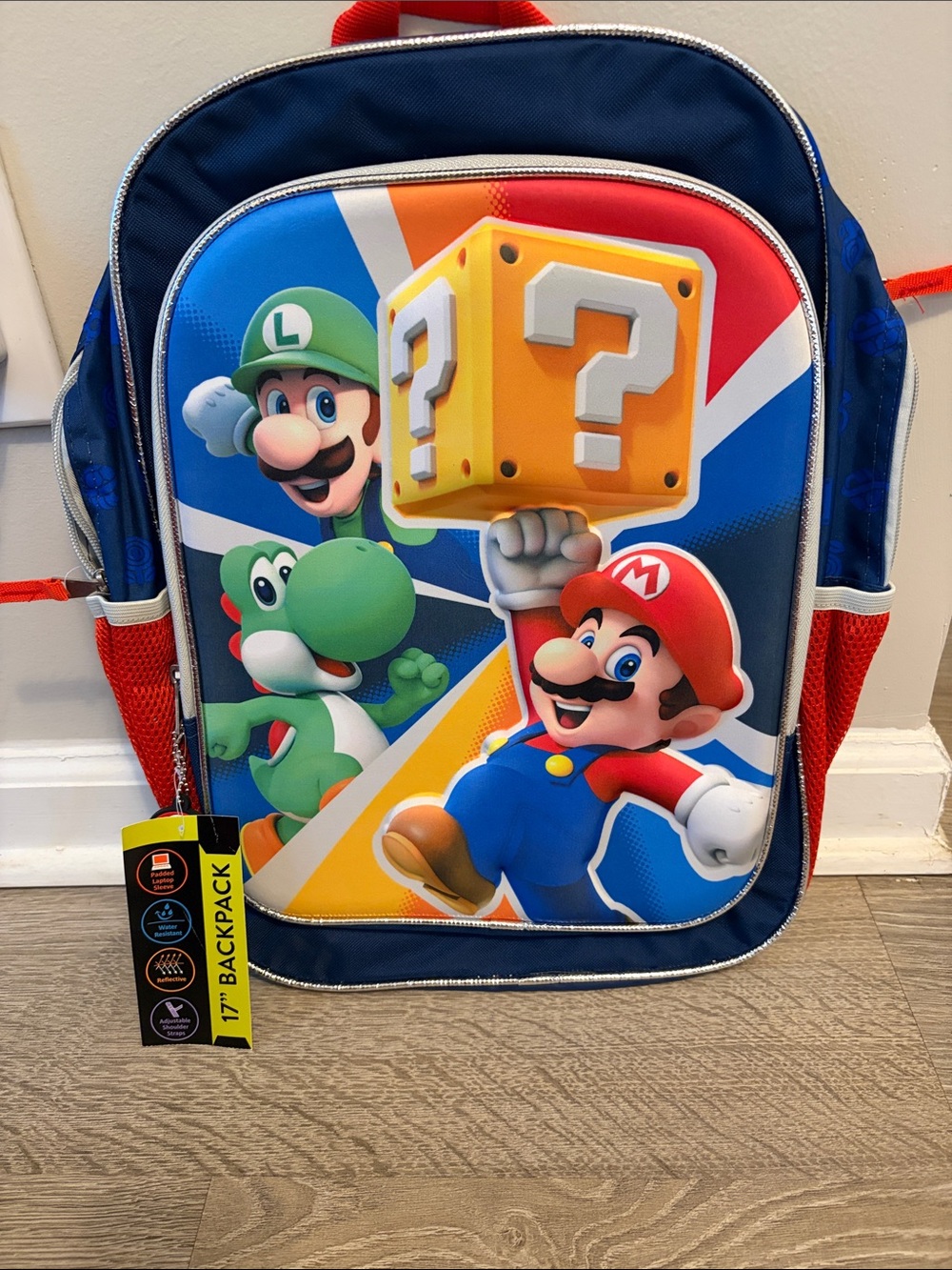 Super Mario Kids Backpack - Red, Blue, Green